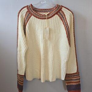 Mystree Cream and Brown Knit Sweater